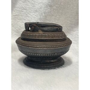 Vintage Ronson Crown Silver Tone Table Lighter Mid Century Art Deco Decor